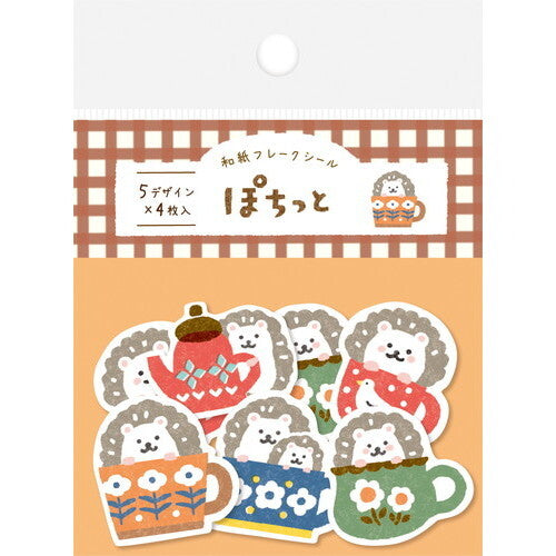 Sticker Flakes - Hedgehogs in Mugs