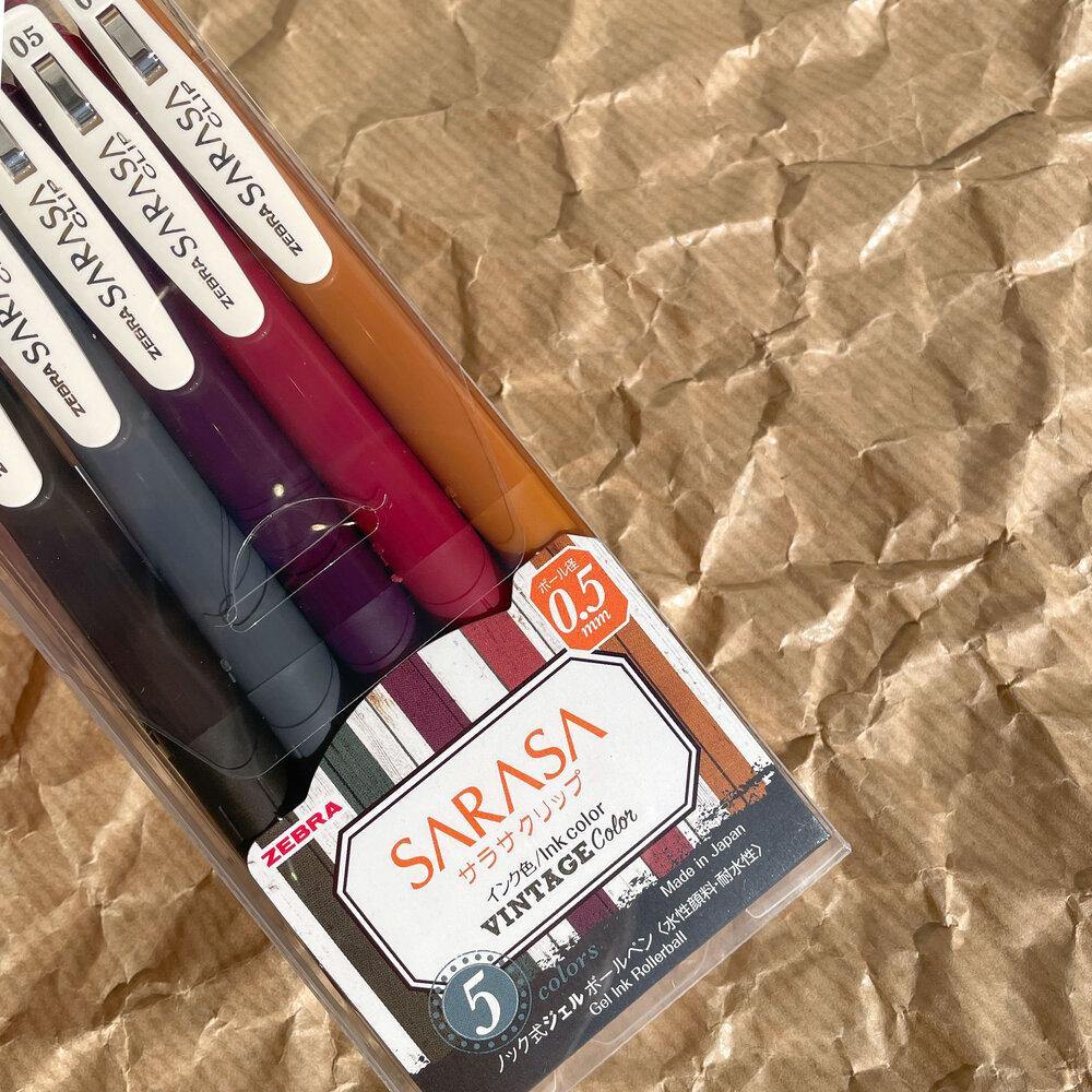 Sarasa Clip Retractable Gel Pens Set - 0.5 - Vintage - Set 2