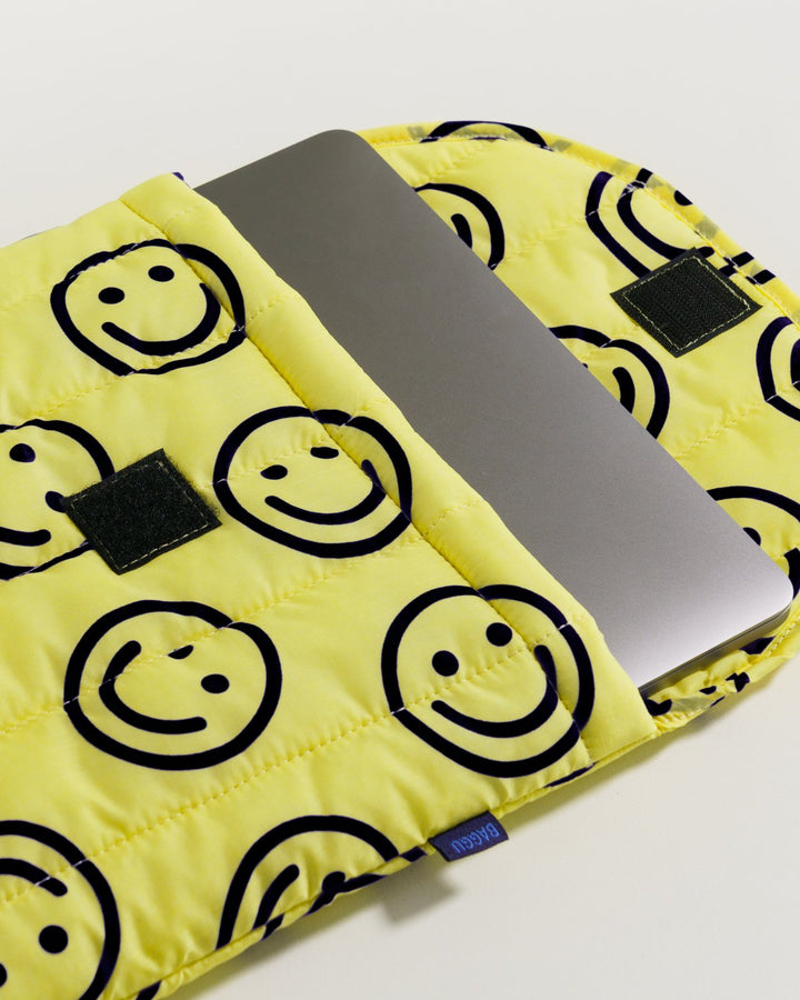 Puffy Laptop Sleeve 16" Case - Yellow Happy