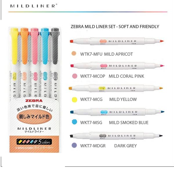 Mildliner Highlighter Markers Set of 5 - Friendly – TACTO STUDIO