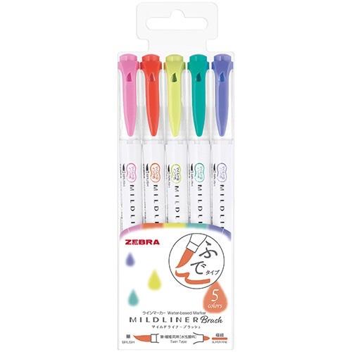 Mildliner Brush Marker Pens - Set of 5